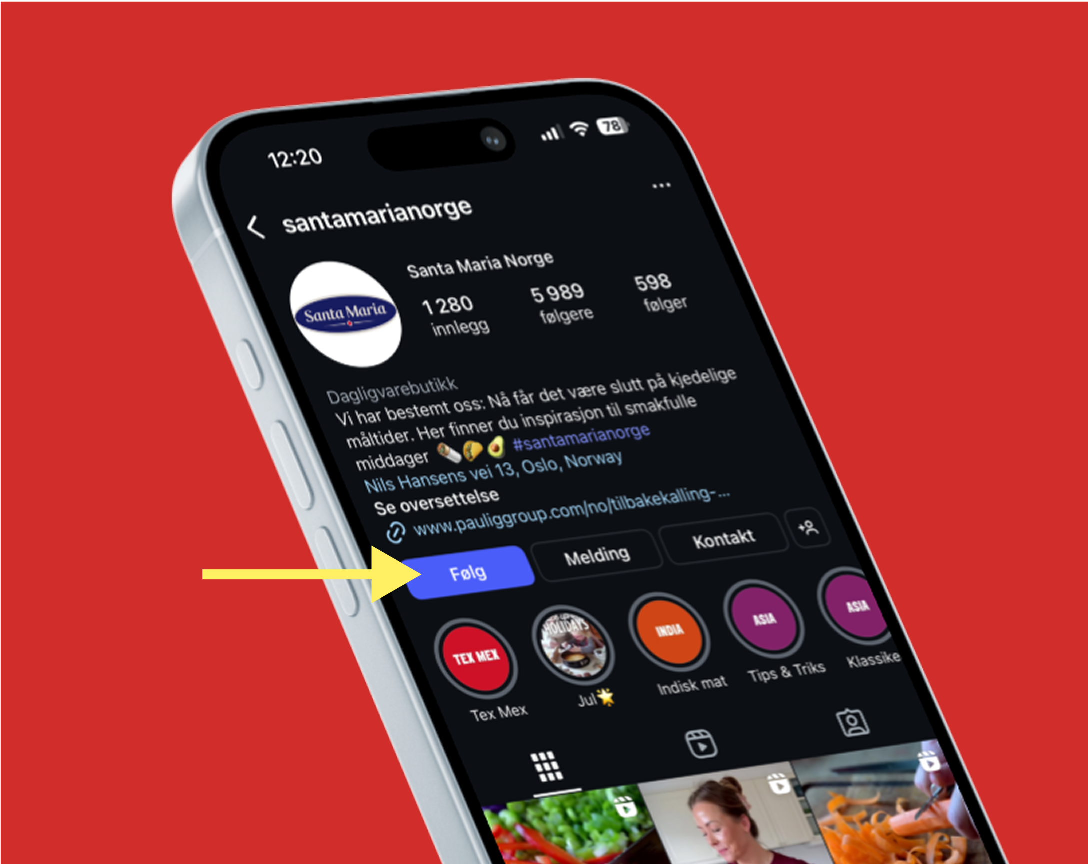 Følg Santa Maria på Instagram på mobil